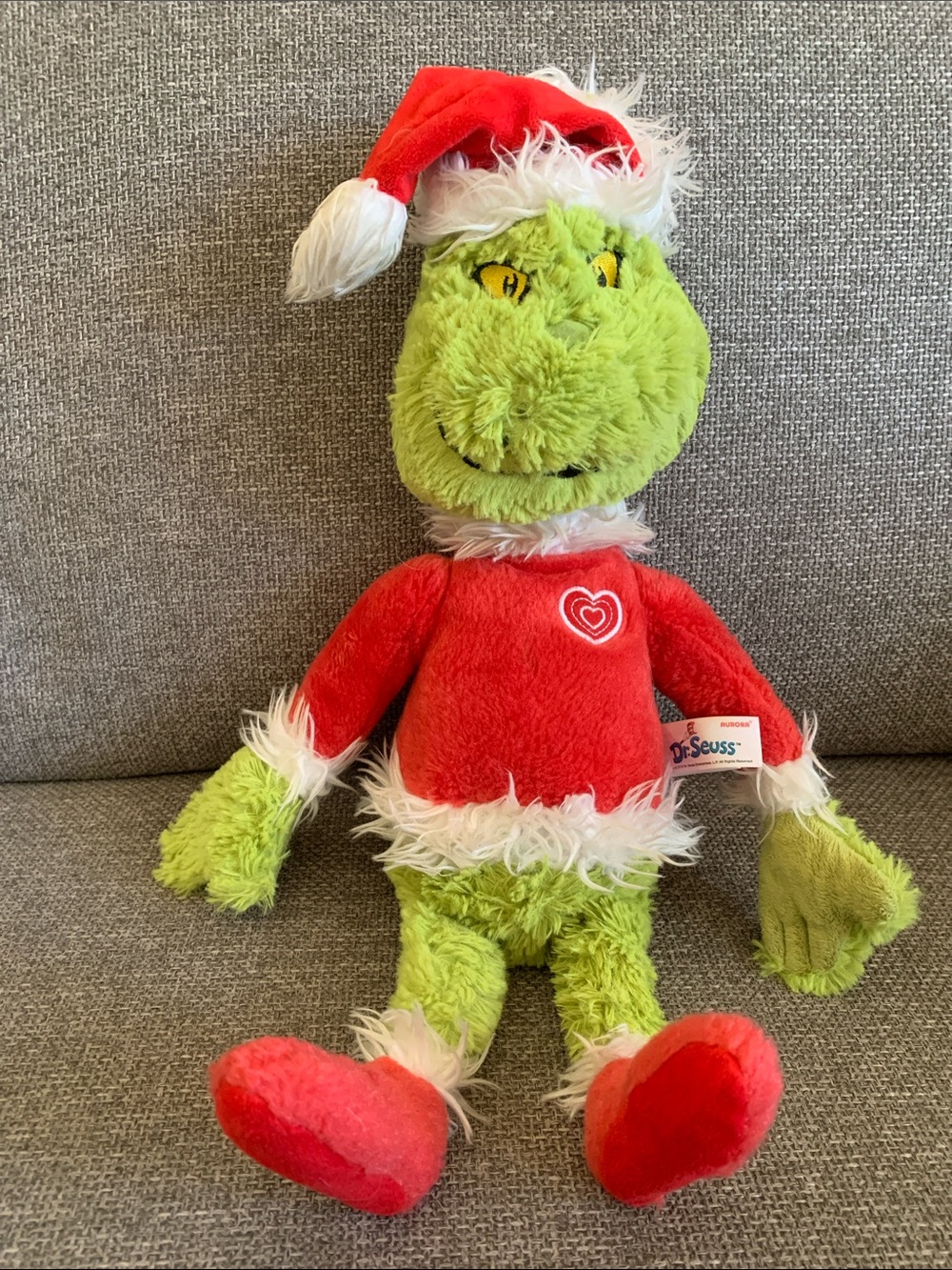Dr. Seuss The Grinch Plush Stuffed Animal in Santa Christmas Holiday Outfit 15”